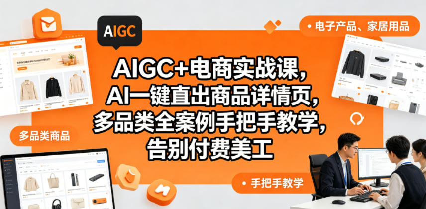 AIGC+电商实战课,AI一键直出商品详情页,多品类全案例手把手教学,告别付费美工(更新)-续财库