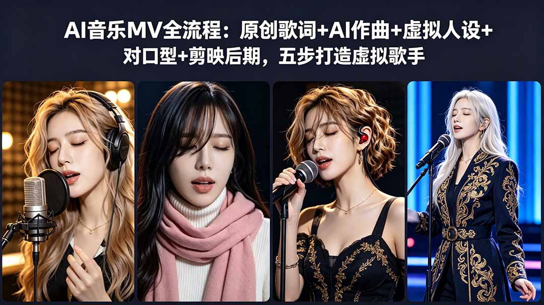 AI音乐MV全流程:原创歌词+AI作曲+虚拟人设+对口型+剪映后期,五步打造虚拟歌手-续财库