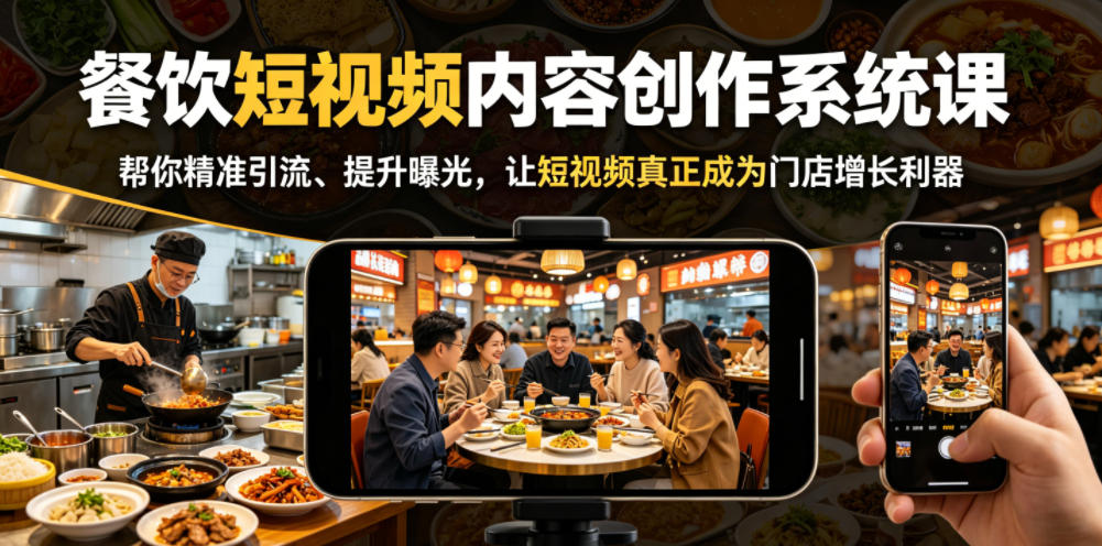 餐饮短视频内容创作系统课,帮你精准引流、提升曝光,让短视频真正成为门店增长利器-续财库