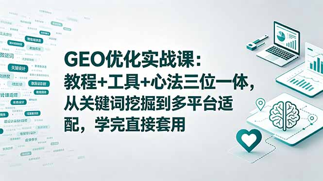 GEO优化实战课：教程+工具+心法三位一体，从关键词挖掘到多平台适配，学完直接套用-续财库