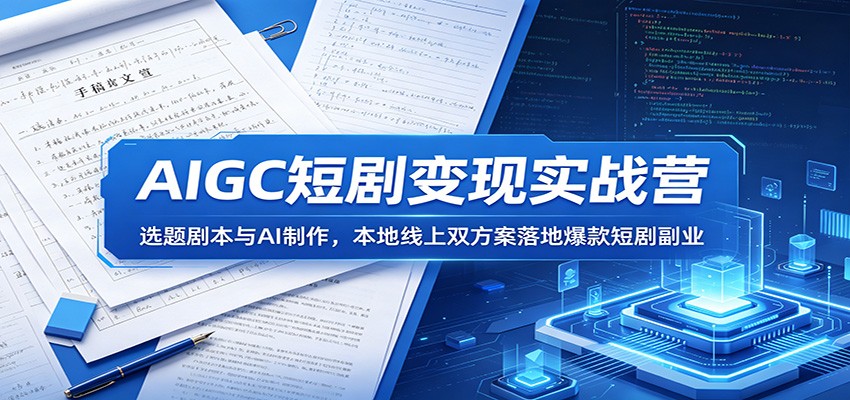 AIGC短剧变现实战营：选题剧本与AI制作，本地线上双方案落地爆款短剧副业-续财库