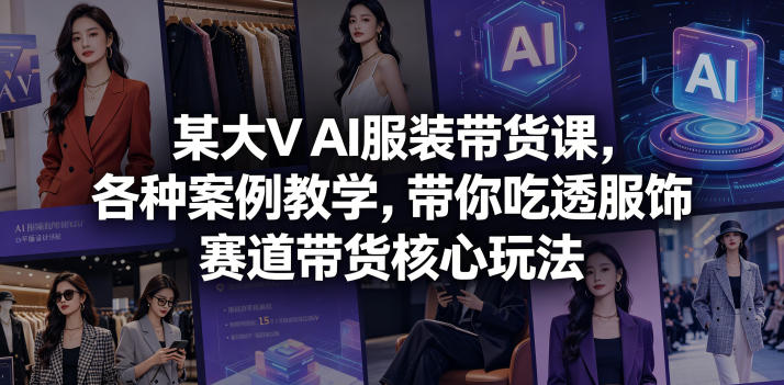 某大V AI服装带货课，各种案例教学，带你吃透服饰赛道带货核心玩法-续财库