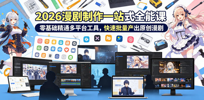 2026 AI漫剧制作一站式全能课，零基础精通多平台工具，快速批量产出原创漫剧-续财库