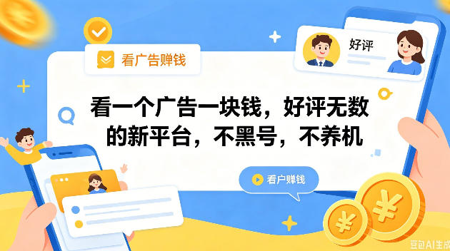 看一个广告一块钱，好评无数的新平台，不黑号，不养机，一撸几十块钱还是不错的【揭秘】-续财库