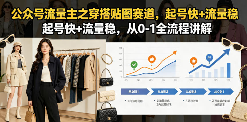 公众号流量主之穿搭贴图赛道，起号快+流量稳，从0-1全流程讲解-续财库