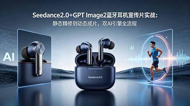 Seedance2.0+GPT Image2蓝牙耳机宣传片实战：静态精修到动态成片，双AI引擎全流程-续财库
