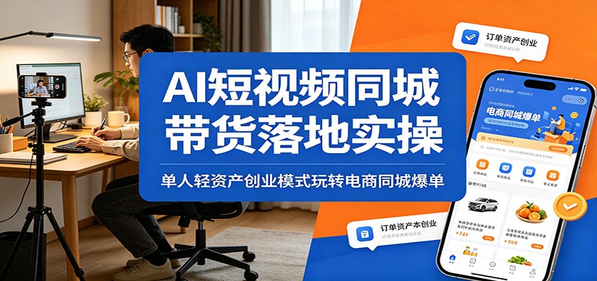 AI短视频同城带货落地实操：单人轻资产创业模式玩转电商同城爆单-续财库