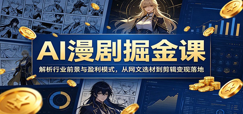 AI漫剧掘金课：解析行业前景与盈利模式，从网文选材到剪辑变现落地-续财库