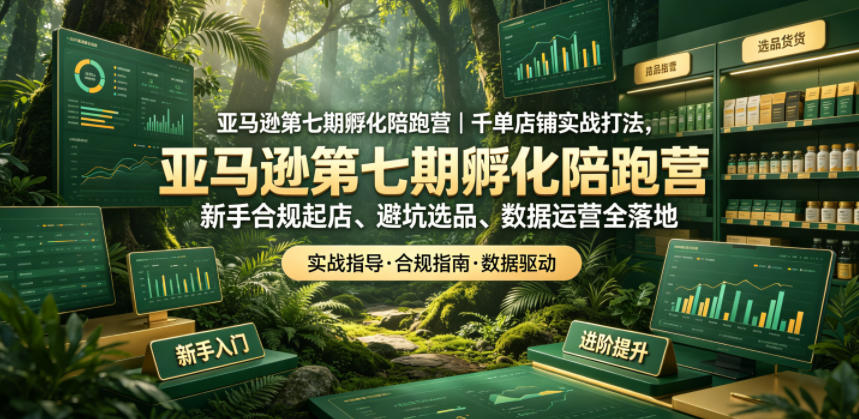 亚马逊第七期孵化陪跑营｜千单店铺实战打法，新手合规起店、避坑选品、数据运营全落地-续财库