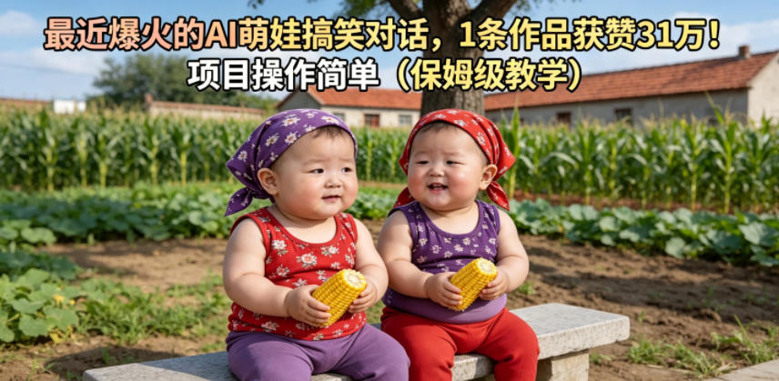 最近爆火的AI萌娃搞笑对话，1条作品获赞31W，项目操作简单(保姆级教学)-续财库