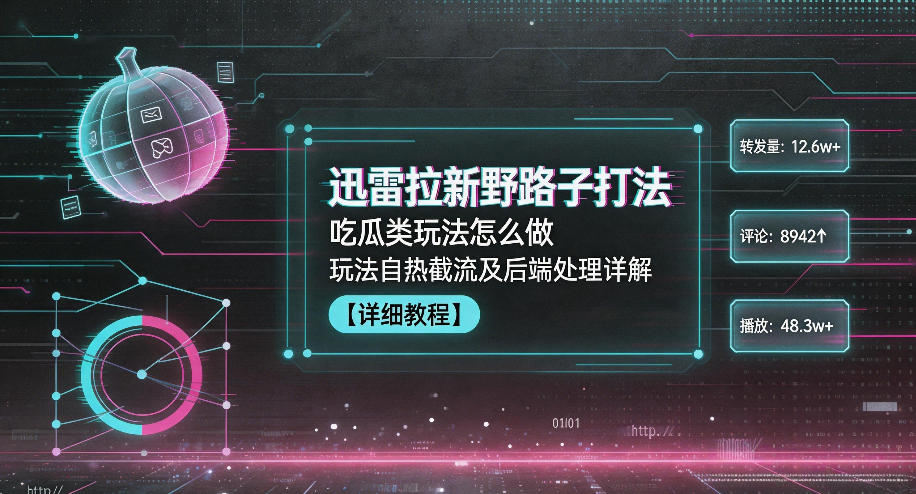 迅雷拉新野路子打法,吃瓜类玩法怎么做,玩法自热截流及后端处理详解-续财库
