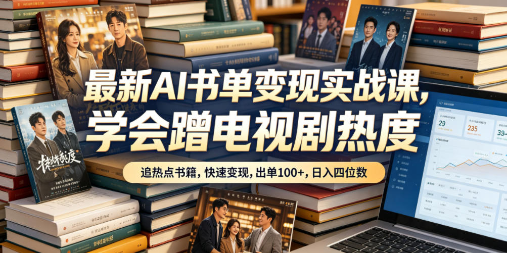 最新AI书单变现实战课,学会蹭电视剧热度,追热点书籍,快速变现,出单100+,日入四位数-续财库