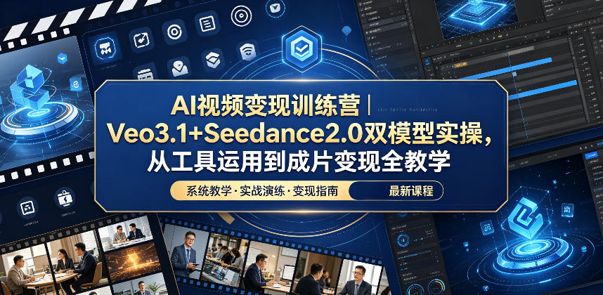 AI视频变现训练营|Veo3.1+Seedance2.0双模型实操,从工具运用到成片变现全教学-续财库