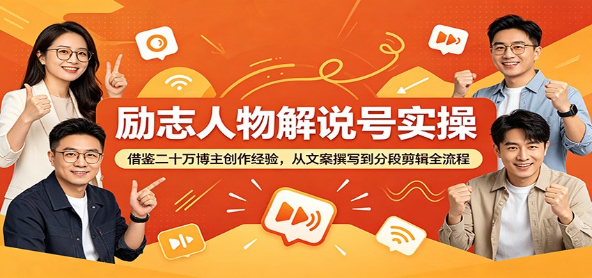 励志人物解说号实操:借鉴二十万博主创作经验,从文案撰写到分段剪辑全流程-续财库