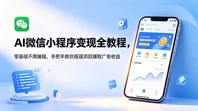 AI微信小程序变现全教程,零基础不用编程,手把手教你搭建项目赚取广告收益-续财库