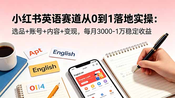 小红书英语赛道从0到1落地实操:选品+账号+内容+变现,每月3000-1万稳定收益-续财库