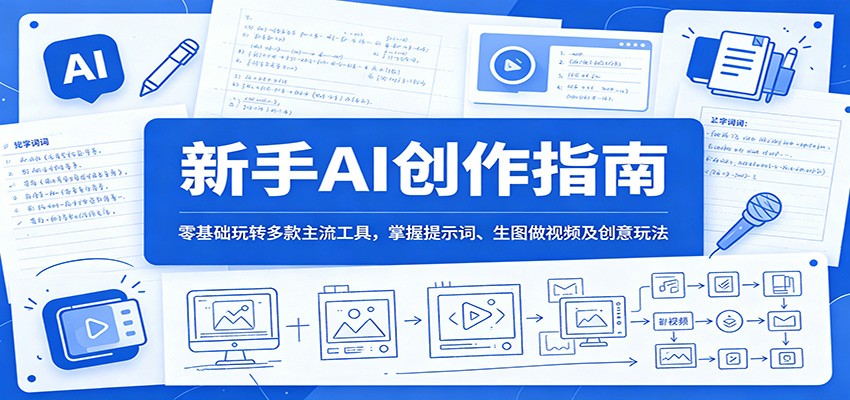 新手AI创作指南:零基础玩转多款主流工具,掌握提示词、生图做视频及创意玩法-续财库