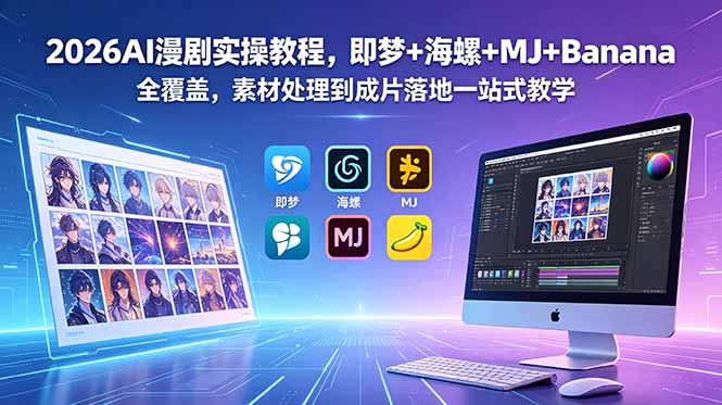 2026AI漫剧实操教程,即梦+海螺+MJ+Banana全覆盖,素材处理到成片落地一站式教学-续财库