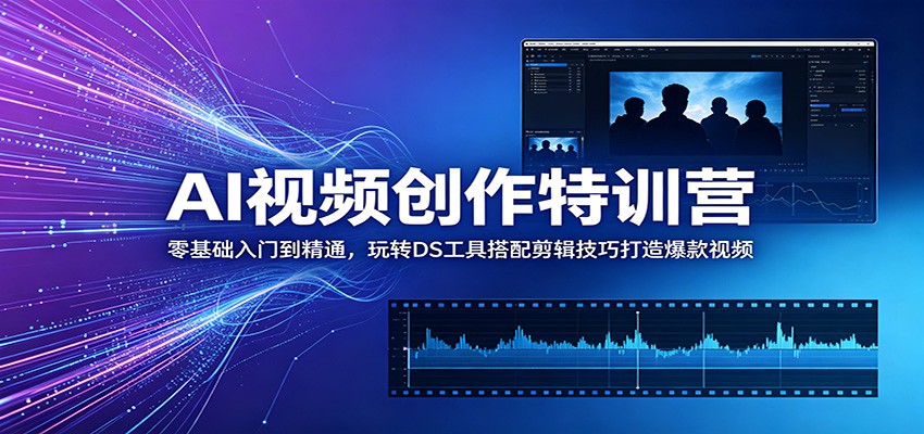 AI视频创作特训营:零基础入门到精通,玩转DS工具搭配剪辑技巧打造爆款视频-续财库