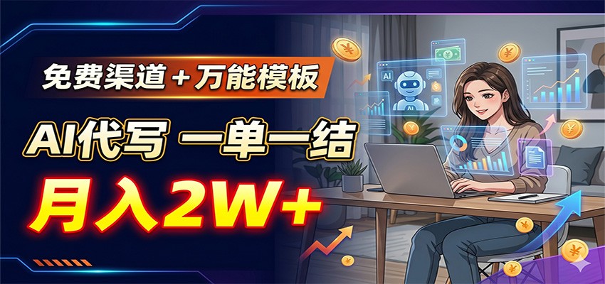 免费渠道+万能模板，AI代写一单一结，月入2W+-续财库