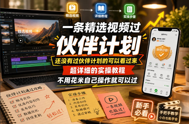 一条精选视频过伙伴计划，还没有过伙伴计划的可以看过来，超详细的实操教程，不用花米自己操作就可以过-续财库