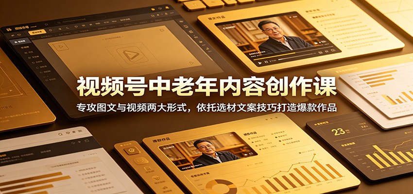 视频号中老年内容创作课:专攻图文与视频两大形式,依托选材文案技巧打造爆款作品-续财库