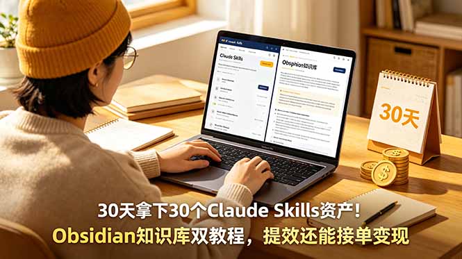 30天拿下30个Claude Skills资产!Obsidian知识库双教程,提效还能接单变现-续财库