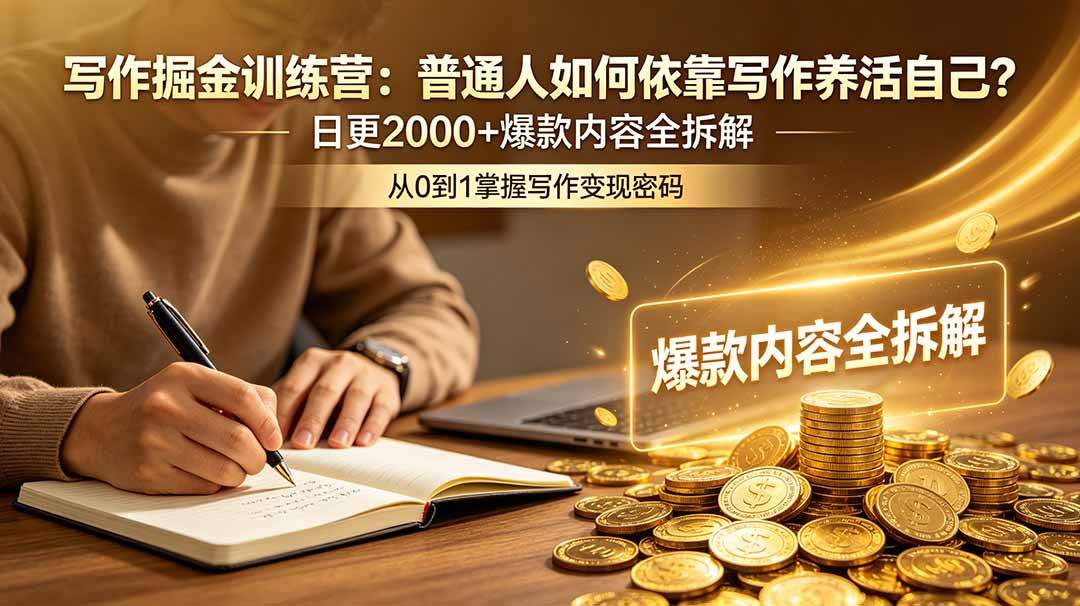 写作掘金训练营:普通人如何依靠写作养活自己?日更2000+爆款内容全拆解-续财库