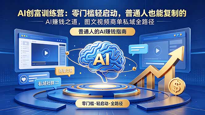 AI创富训练营:零门槛轻启动,普通人也能复制的AI赚钱之道,图文视频商单私域全路径-续财库