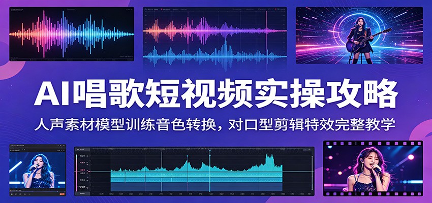AI唱歌短视频实操攻略：人声素材模型训练音色转换，对口型剪辑特效完整教学-续财库