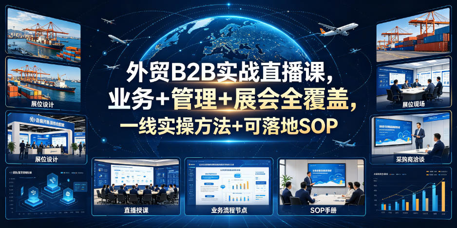 外贸B2B实战直播课，业务+管理+展会全覆盖，一线实操方法+可落地SOP-续财库