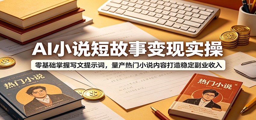 AI小说短故事变现实操:零基础掌握写文提示词,量产热门小说内容打造稳定副业收入-续财库
