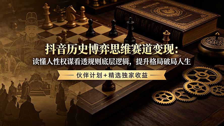 抖音历史博弈思维赛道变现：读懂人性权谋看透规则底层逻辑，提升格局破局人生，伙伴计划+精选独家收益-续财库