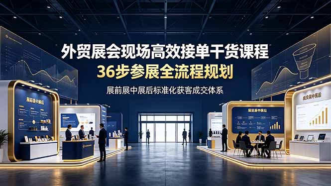 外贸展会现场高效接单干货课程,36步参展全流程规划,展前展中展后标准化获客成交体系-续财库
