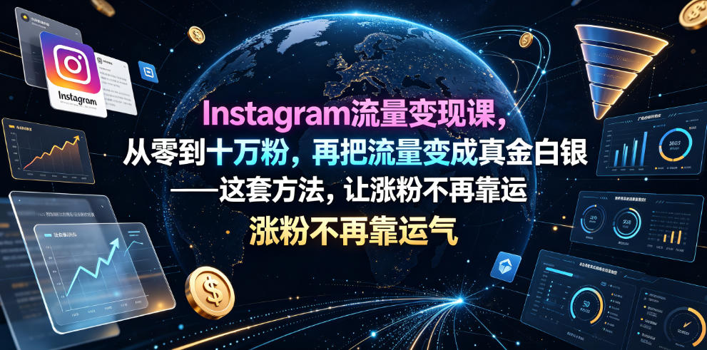 Instagram流量变现课,从零到十万粉,再把流量变成真金白银——这套方法,让涨粉不再靠运气【原创双语字幕】-续财库