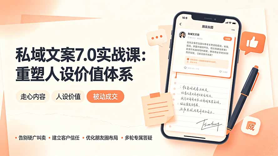私域文案实战课7.0:重塑人设价值体系|-告别硬广推销×走心内容×自我价值塑造,实现被动成交-续财库
