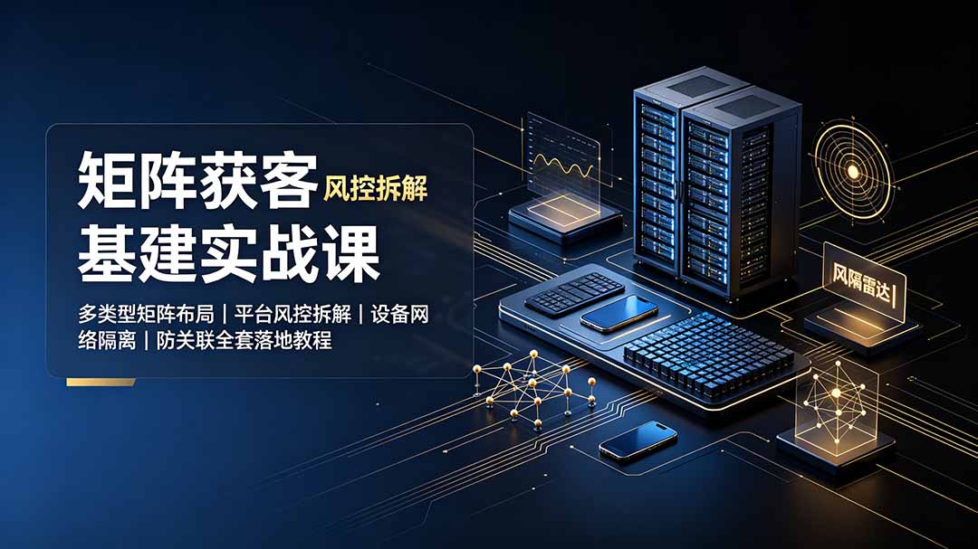 矩阵获客基建实战课：多类型矩阵布局｜平台风控拆解｜设备网络隔离｜防关联全套落地教程-续财库