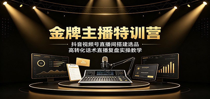 金牌主播特训营：抖音视频号直播间搭建选品，高转化话术直播复盘实操教学-续财库