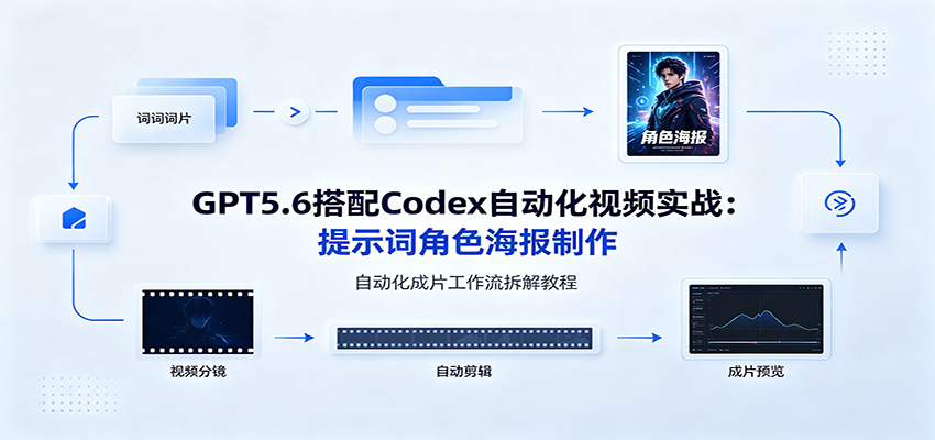 GPT5.6搭配Codex自动化视频实战：提示词角色海报制作，自动化成片工作流拆解教程-续财库