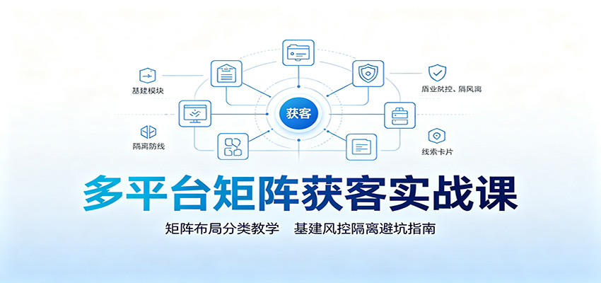 多平台矩阵获客实战课：矩阵布局分类教学，基建风控隔离避坑指南-续财库