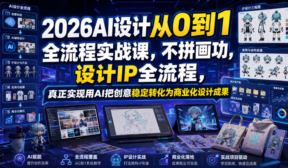 2026AI设计从0到1全流程实战课，不拼画功，设计IP全流程，真正实现用AI把创意稳定转化为商业化设计成果-续财库