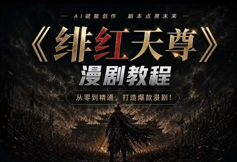 绯红天尊AI漫剧系统教程｜从零入门到精通，工具运用+剧本创作+爆款逻辑+提示词素材+镜头剪辑，全套爆款漫剧落地实战课-续财库