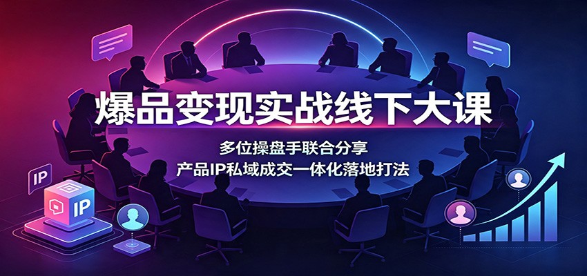 爆品变现实战线下大课：多位操盘手联合分享，产品IP私域成交一体化落地打法-续财库