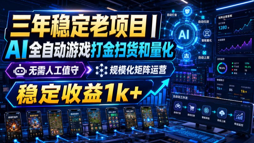 稳定三年的海外游戏全自动搬砖玩法，日入千元，无脑操作！-续财库