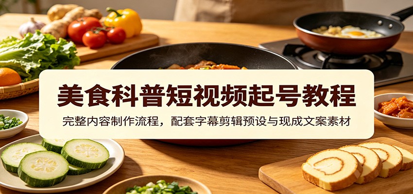 美食科普短视频起号教程：完整内容制作流程，配套字幕剪辑预设与现成文案素材-续财库