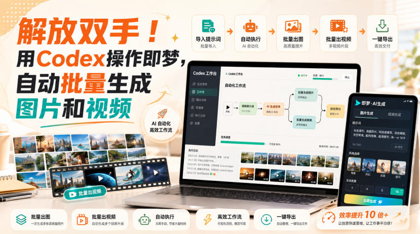 解放双手!用Codex操作即梦,自动批量生成图片和视频-续财库