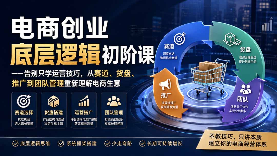 电商创业底层逻辑初阶课——告别只学运营技巧,从赛道、货盘、推广到团队管理重新理解电商生意-续财库