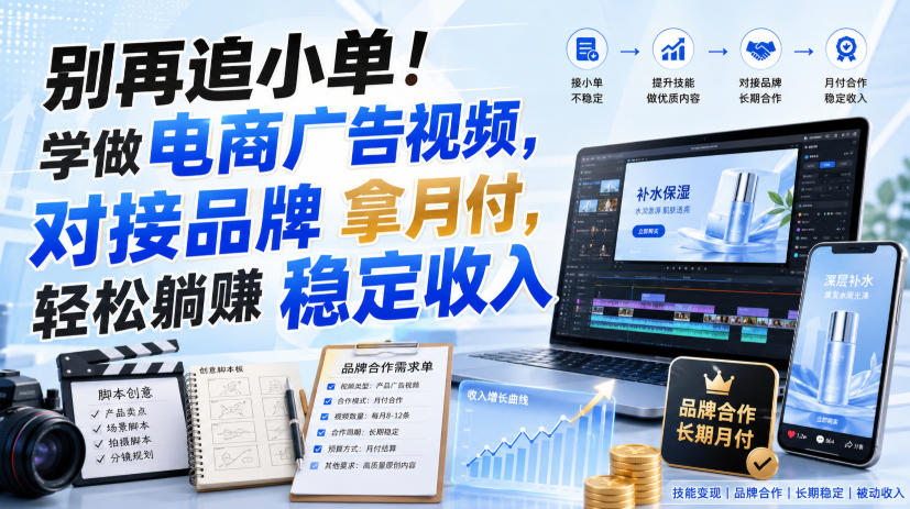 别再追小单!学做电商广告视频,对接品牌拿月付,轻松躺賺稳定收入【原创双语字幕】-续财库