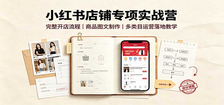 小红书店铺专项实战营：完整开店流程，商品图文制作，多类目运营落地教学-续财库