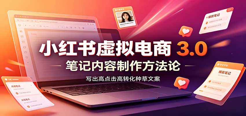 小红书虚拟电商3.0：账号搭建选品开店，笔记内容制作，矩阵投放教学-续财库